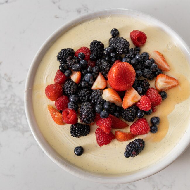 Honey Yoghurt Panna Cotta with Fresh Berries